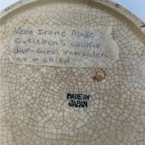 Vintage Japanese Biscuit Cookie Jar Rattan Handle Lidded Vibrant Floral - Picture 9 of 9